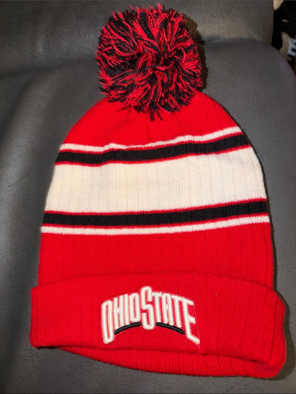 Ohio state buckeyes Red Pom Beanie for adult unisex hat winter warm